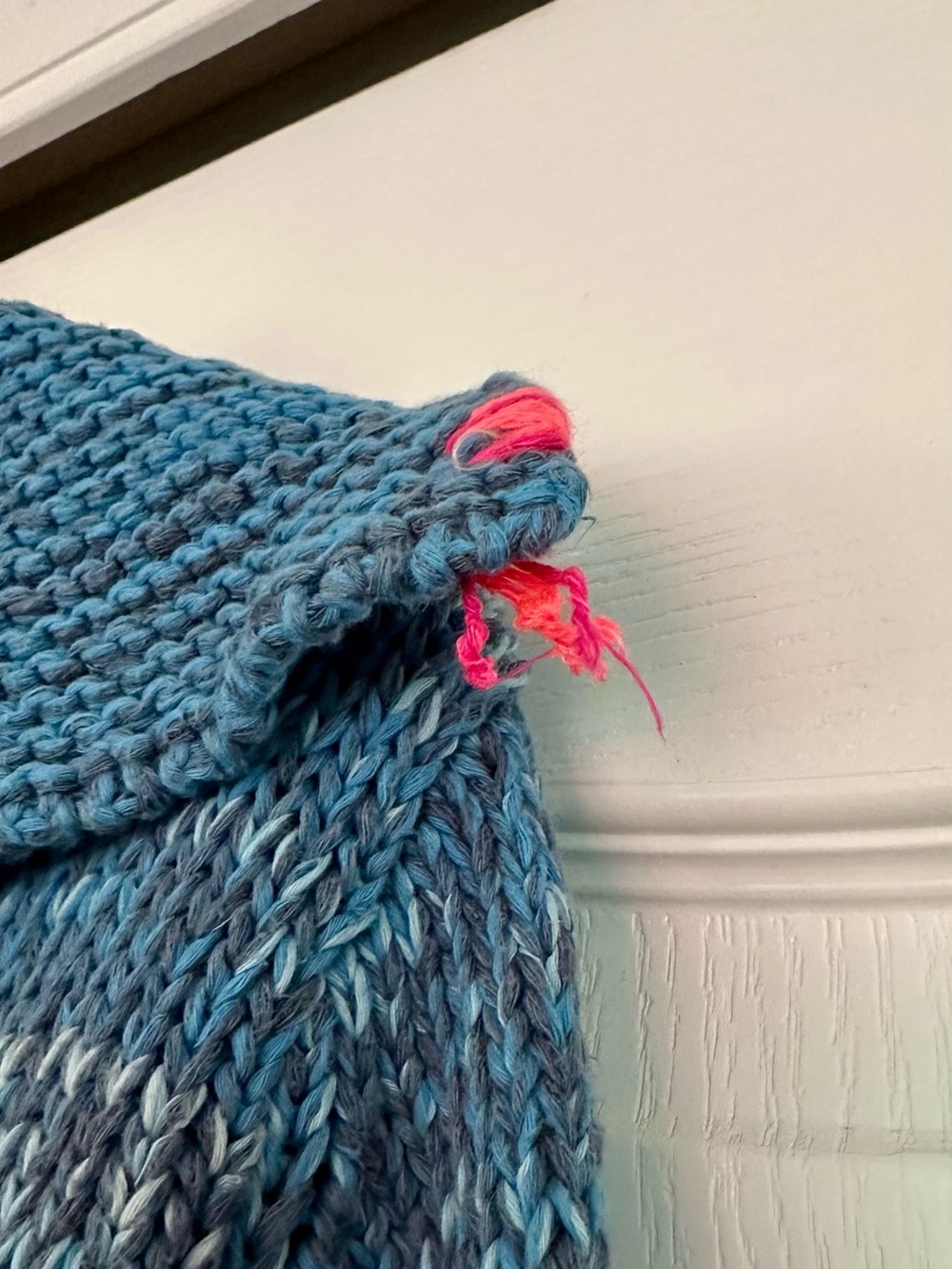 Anthropologie size medium Blue Knit Zip Hoodie with Multicolor Sea themed stitch - Picture 10 of 11